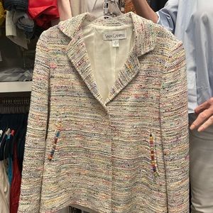 Sara Campbell boucle rainbow jacket. Tie in the back.